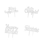 Frases para Pastel Cake Toppers Metálicos (4-Pack)